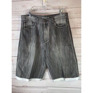 KOMAN Shorts Mens Size 34 Stone wash gray Casual W/ Pockets embroidered stitch